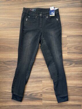 Ariat Ladies Halo Full Seat Breeches Black Rinse Denim 24R